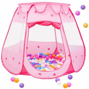 LittleTom Spielzelt Bällebad Mädchen 300 Bälle 120x120x90 Kinderzelt Spielzelt Baby Bällezelt