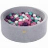MeowBaby Bällebad Bällebad für Kinder und Babys - Velvet Light Grey - Bällchenbad