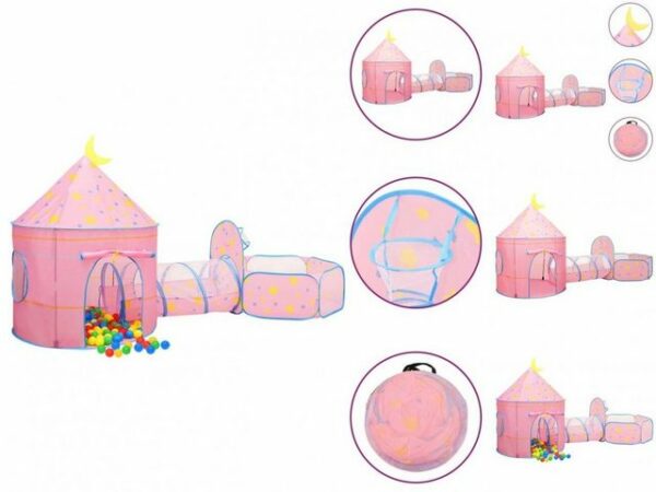 vidaXL Spielzelt Spielzelt für Kinder Rosa 301x120x128 cm Bällebad Tunnelzelt