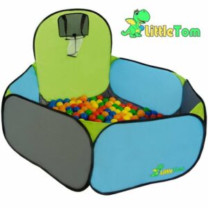 LittleTom Spielzelt Basketball Bällebad 120x100 cm Kinder Bälle-Pool Baby Bällchenbad bunt