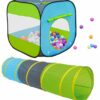 LittleTom Spielzelt Bällebad mit Tunnel 300 Bälle 70x70x72 Baby Bälle Kinder Spielzelt Tunnel
